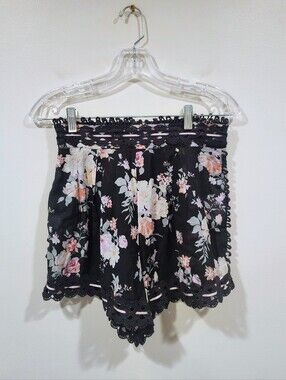 Anthropologie Rahi Black Floral Shorts